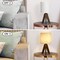 Nordic Style Tripod Desk Lamp, Rustic Linen Shade Wooden Nightstand Lamp for Home Bedroom DecorShort Description